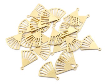 50pcs Raw Brass Fan Shape Charm, Geometry Charms, Earring Findings, Jewelry Making, Diy Material, Jewelry Supplies