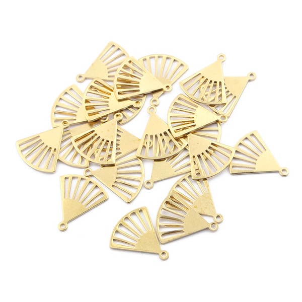 50pcs Raw Brass Fan Shape Charm, Geometry Charms, Earring Findings, Jewelry Making, Diy Material, Jewelry Supplies
