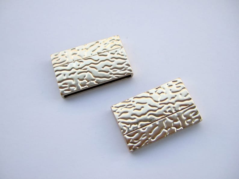 3 Sets Flat Magnetic Clasp 35x3mm Embossed Clasp for up to 35mm flat leather bracelet making image 4