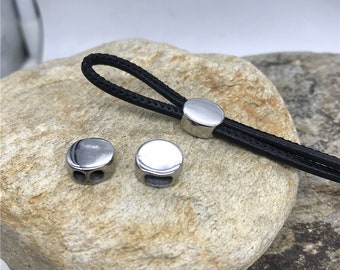 3mm Double Holes Stainless Steel Sliders Bead for Round Leather Cord Bracelet, finding, jewelry supply