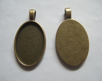 10 Antique Bronze Blanks Oval Frame pendants for 20x30mm cameo cabochon