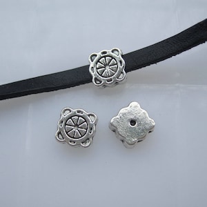 10pcs Antique Silver 5x2mm Flat Sliders Spacers Beads for 5mm flat leather cord finding