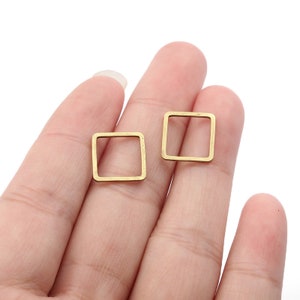 100pcs Brass square charms 12mm Raw brass tiny earrings findings