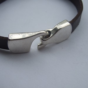 5 Sets Antique Silver 10mm Flat Side Hook Clasp 10x2MM for use with 5mm - 10mm Flat Leather Cord