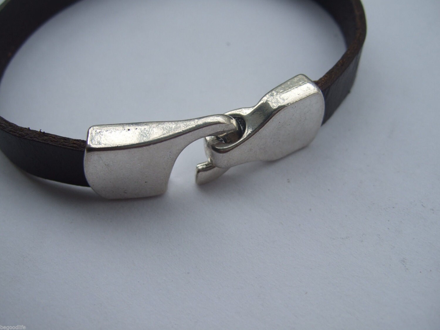 5 Sets Antique Silver 10mm Flat Side Hook Clasp 10x2MM for use with 5mm - 10mm Flat Leather Cord