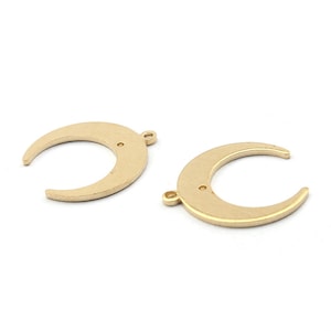 20 Moon Charms Raw Brass Earring Charm, Wholesale Earring Findings,Earring Connector, Jewelry Supplies,Earring copper accessories