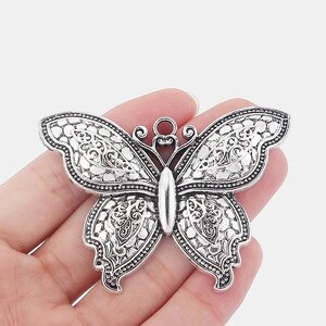 2 pièces argent antique/bronze/patine vert de gris pendentif à breloques papillon pour collier à monter soi-même fabrication de bijoux