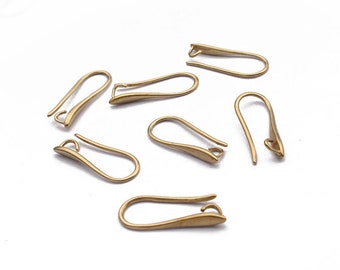 Brass Earring Hooks , Raw Brass Ear Wires ,  Brass Earrings Findings 8x20mm
