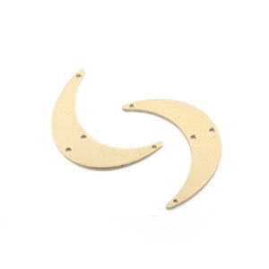 20 Brass Moon Charms, Raw Brass Crescent Moon Charms With 4 Holes, Pendants, Earrings, Findings 30x19.5mm