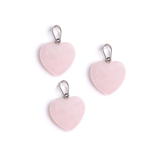 Rose Pink Quartz Crystal Heart Pendant Charms 19x20mm