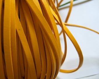 5x2mm Yellow Genuine leather cord Flat leather cord leather strip