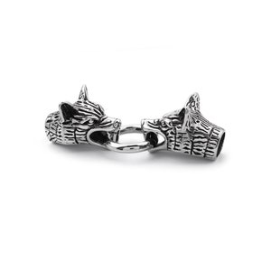 Stainless Steel Viking Wolf Head Spring Clasp Bracelet Connector Fit 8mm Leather Rope Cord End Clasps Men Bracelets Findings