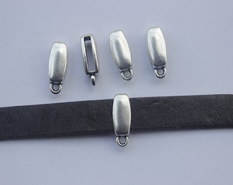 10 pièces porte-breloque curseur en argent Antique 10x2MM pour porte-pendentif en cuir plat 5mm 10mm