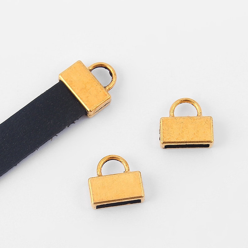 10pcs Antique Gold Flat Leather End Caps 10mm Flat Leather Etsy