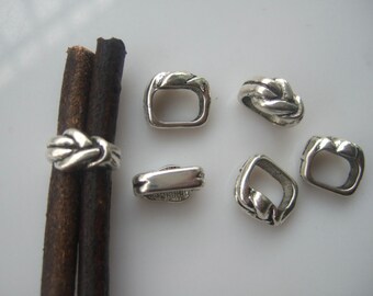 10pcs Antique Silver Knot Slider Spacer Beads For 5mm Round Leather Cord