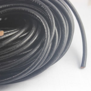 1meter /  3meters  black leather cord 5mm round P050B
