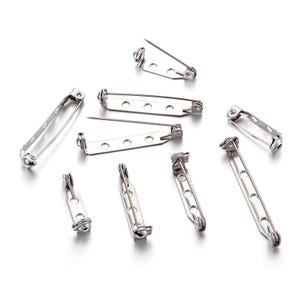 20pcs 19mm-25mm-32mm-38mm Stainless Steel Brooch Pin Safety Brooch Base Settings Needles Accessories DIY Jewelry Making Findings Components