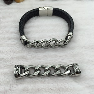 1pcs Stainless Steel Cord End Chain Center Connector for Men&#39;s Bracelet Making