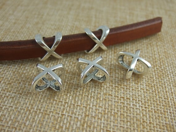 20Pcs Antique Silver Open Ring Slider Spacer Beads For 2mm Licorice Leather Cord