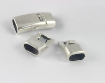 3 Sets Clasp 10x4mm Hole leather clasp Antique Silver
