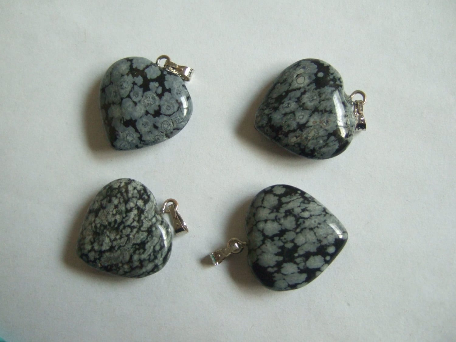 特価 Heart Snow Flake Obsidian Stone Pendant Charms 19x20mm DZ265 その他