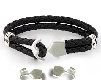 5pcs Antique Silver Anchor Hook Clasps for 5mm Round Leather Bracelet 30x19mm