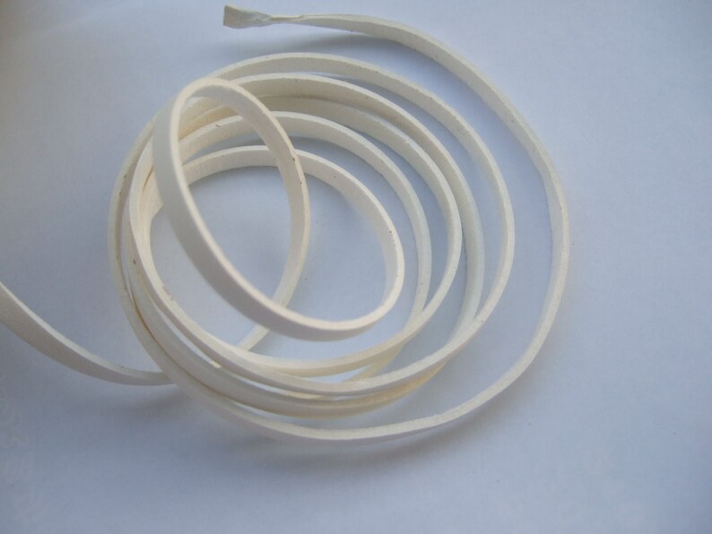 1 Meter 5x2mm Flat faux suede leather cord 5mm flat white PU | Etsy
