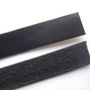 15mm Black Flat Real Leather Cord , 15x2mm Genuine Leather Lace Cords  - 1 Yard