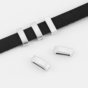 10 Pcs Antique Silver 10x2mm Smooth slider bar 10mm Flat leather findings