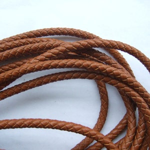 5mm Round Tan Leather Cord Genuine Bolo Braided Lace Cord