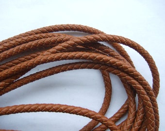 5mm Round Tan Leather Cord Genuine Bolo Braided Lace Cord