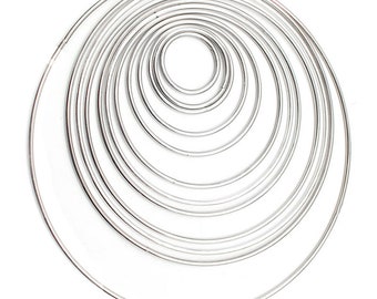 Silver Tone Weld Circle Ring Charms 35-200mm , 2.8mm Thickness Metal IRON Circle Loop Connectors for Jewelry Making Findings