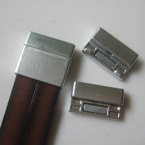 マットシルバー 20 mm フラットレザークラスプ 3 セット、20 x 3 mm フラットレザーコード用クラスプ