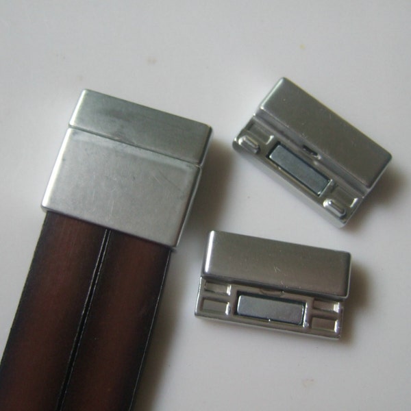 3 Sets Matte Silver 20mm flat leather clasps , Magnetic Clasp for 20x3mm flat Leather Cord