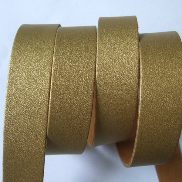 1 Yard 20mm Gold suede leather cord , Flat PU leather strap