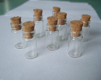 10/50pcs Mini tiny clear message glass bottles with corks 11x22mm  1ml