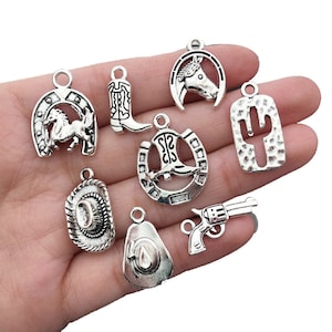 16 Mixed Tibetan Silver Western Cowboy Hat Cactus Crafts Charms