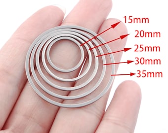 20Pc Boucle d’oreille en acier inoxydable Charm Circle Loop Connector 8mm 10mm 12mm 15mm 20mm 25mm 30mm 35m Round Link Circle Circle Ring pour bricolage Fabrication de bijoux