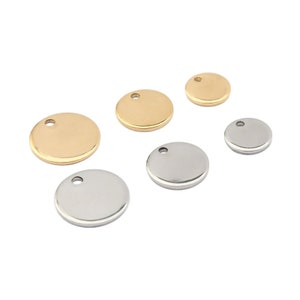 20 Stück Edelstahl 18K Vergoldet Runde Charms Stanzen Blank 1 mm Dicke Disc 8 mm 10 mm 12 mm Für DIY Schmuckzubehör Herstellung