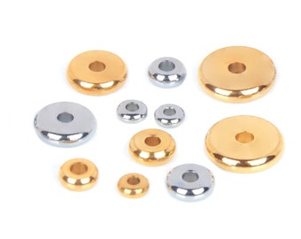 30PCS 304 Stainless Steel Flat Round Beads 4 5 6 8 10 mm Disc Loose Spacer Beads For Jewelry Making DIY Bracelet Jewelry Suppliers