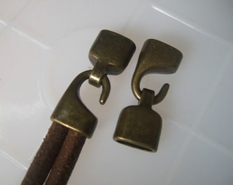 5 zestawów antycznego brązu 10 x 5 mm gładki haczyk zapięcie pasuje do 5 mm okrągłego skórzanego sznurka