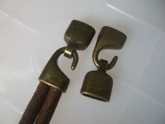 5 Sets Antique Bronze 10x5mm Smooth Hook Clasp fit 5mm round leather cord 