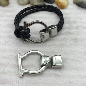 Stainless Steel Hook Toggle Half Cuff Bracelet Clasp for 2 Strands of 5mm Cord End Clasps Men Bracelets Findings