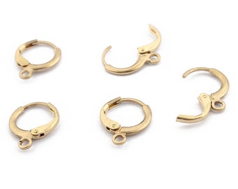 20pcs Raw Brass French Earring Hook Ear Wire Lever Back With Loop for DIY Jewelry Making Accessories