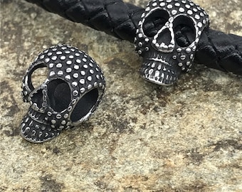 316L Stainless Steel 6mm Hole Dot Skull Head Spacer Beads for DIY Jewelry Making Beaded Bracelet