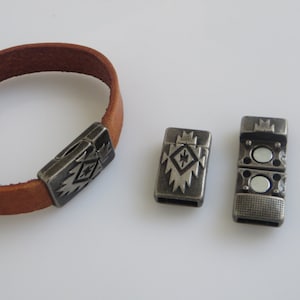 3 Sets 10x2mm Textured Flat Clasp 5mm 10mm Flat Leather Clasp Leather bracelet clasps