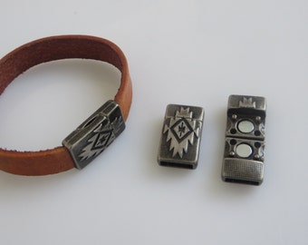 3 Sets 10x2mm Textured Flat Clasp 5mm 10mm Flat Leather Clasp Leather bracelet clasps