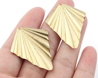 10pcs Brass pendant 38x30.5mm Fan shape Brass dangle charm Rhombus brass earrings pendant