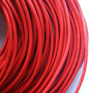 2mm Round Red Genuine Cow Leather Thong Cord Leather Cord String Rope for DIY Necklace Bracelet DIY Jewelry Making