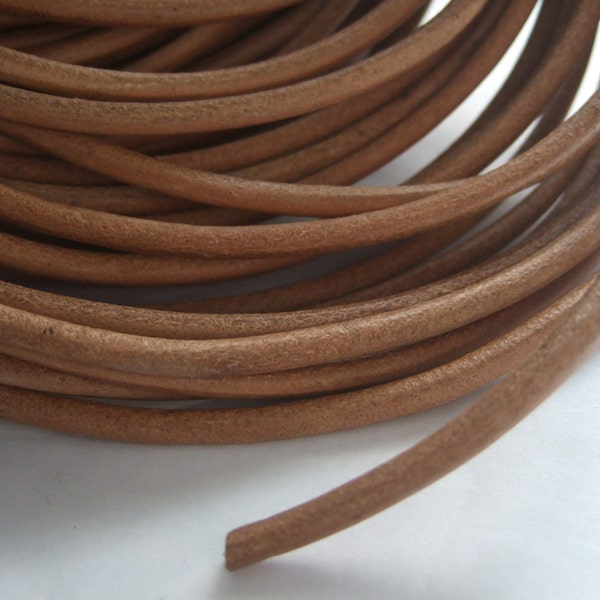 1 meter Round Natural Leather Cord 4mm